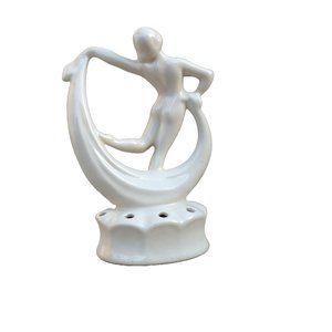 Art Deco Flower Frog ~ Dancing Woman w Scarf 6"
